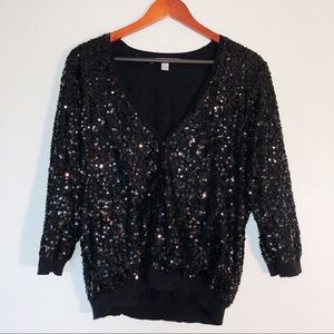 LC Lauren Conrad black sequin cardigan